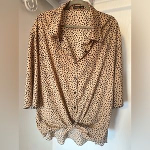 SHEIN 2XL Womens button down cheetah print blouse.